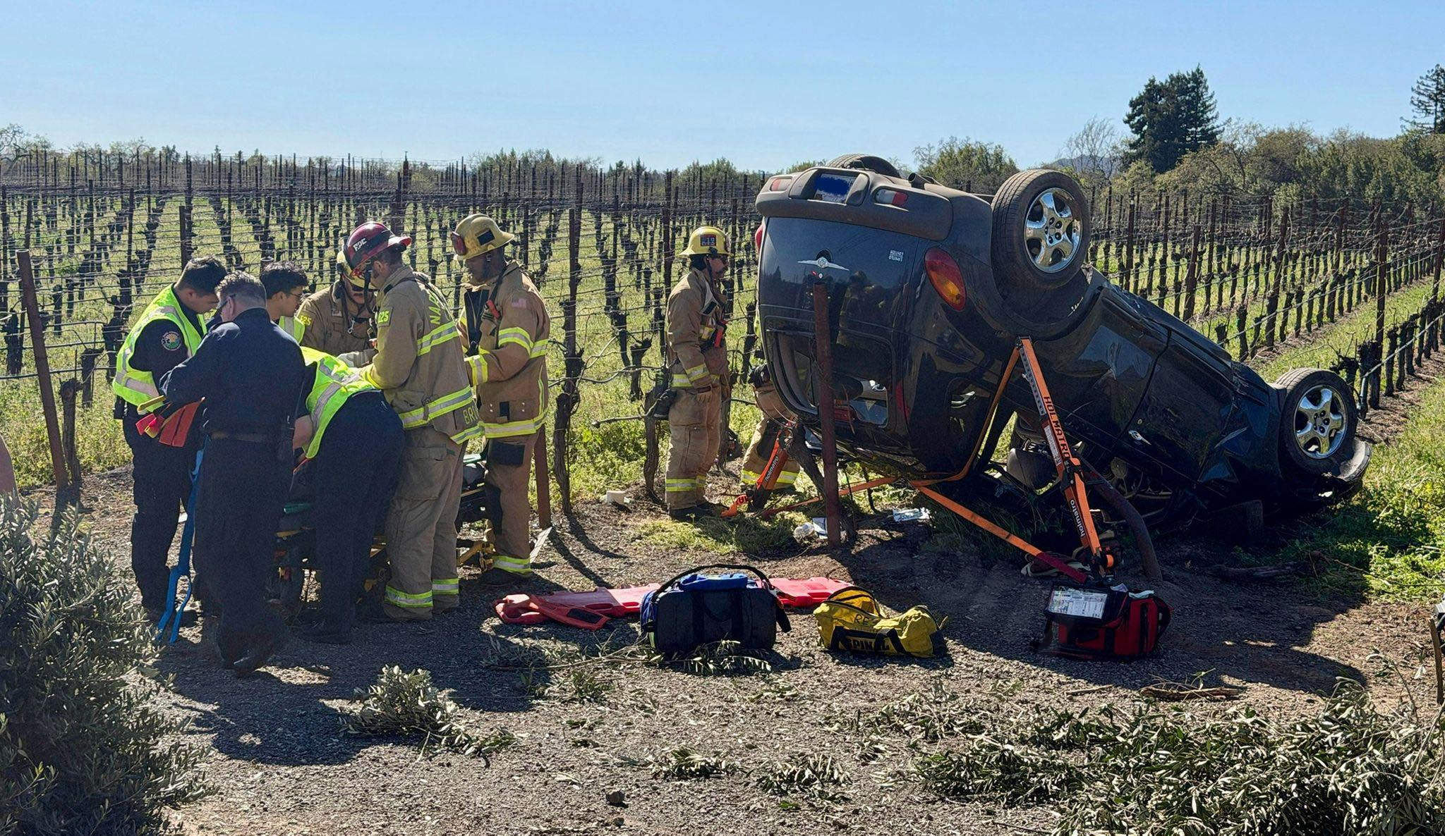 2 extricated from overturned vehicle crash in Napa