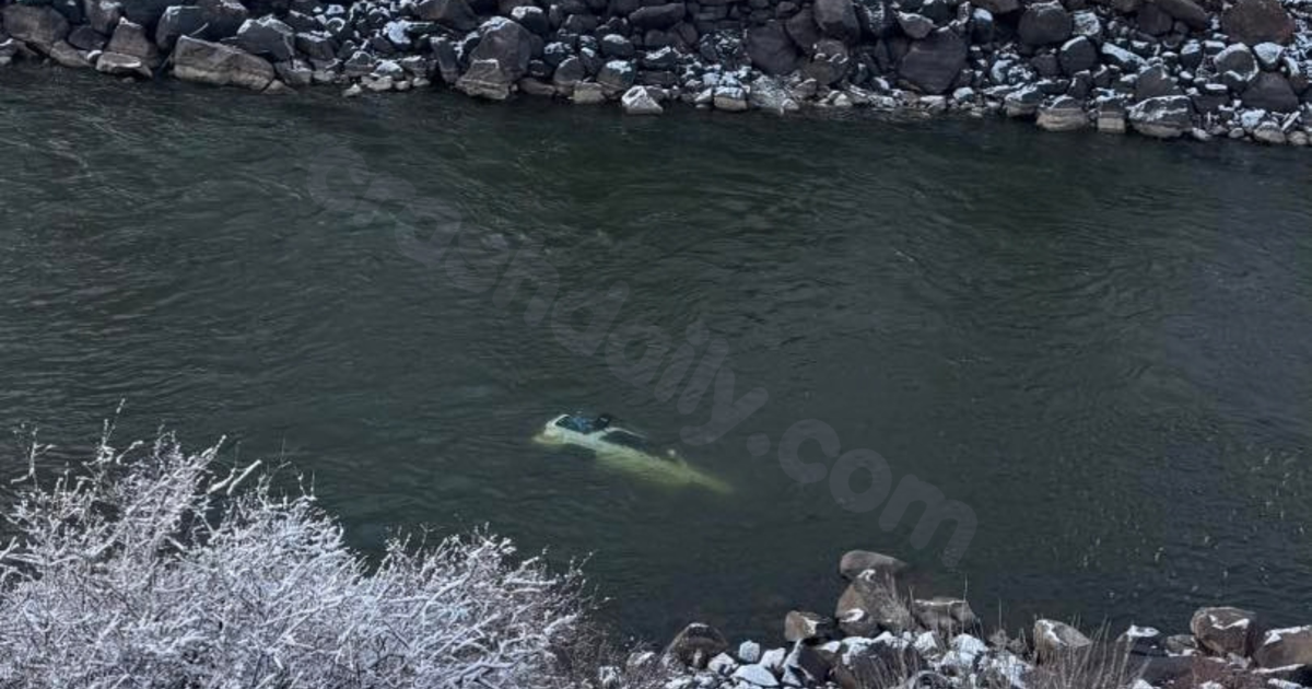 Car crashes into Colorado River due to icy roads