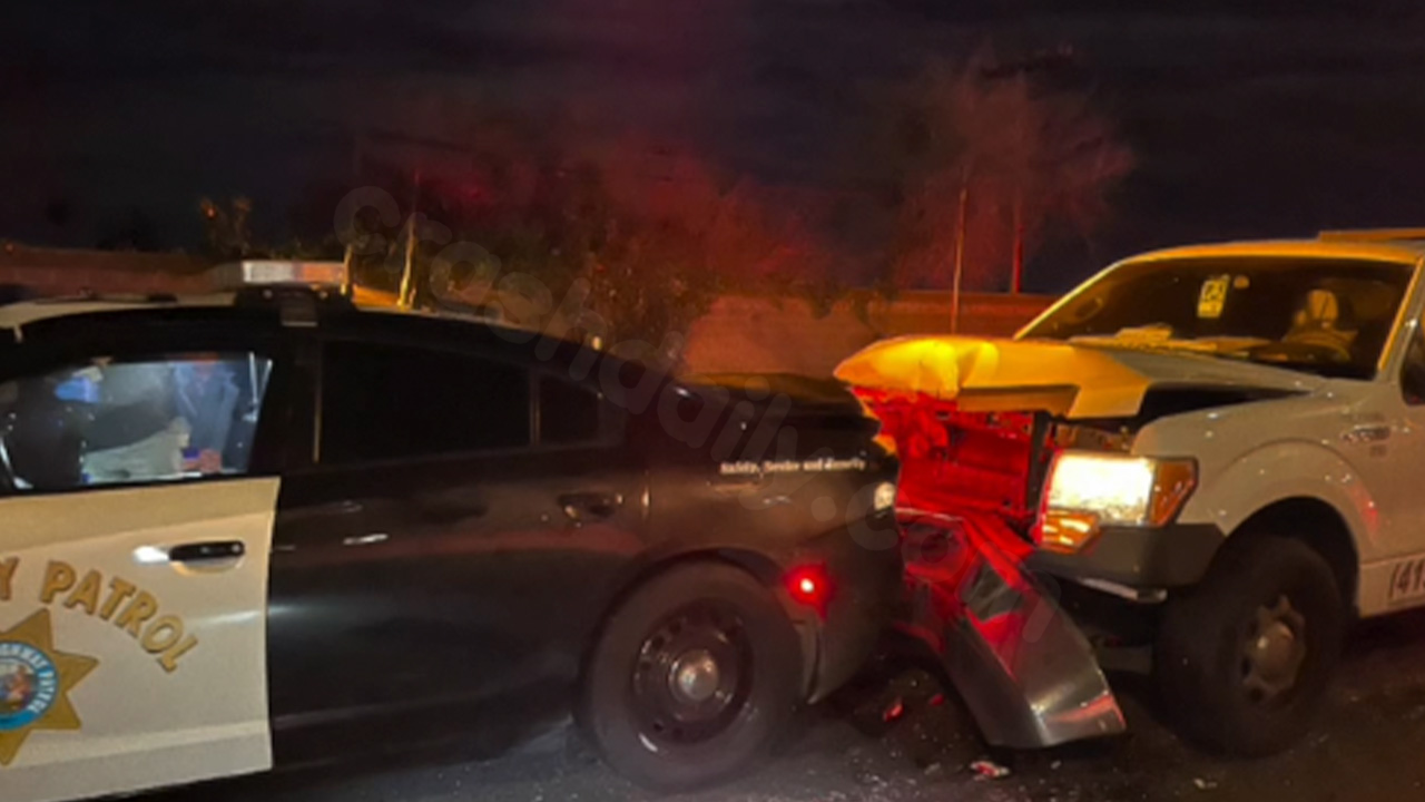 Driver watching YouTube crashes into CHP car on Highway 101