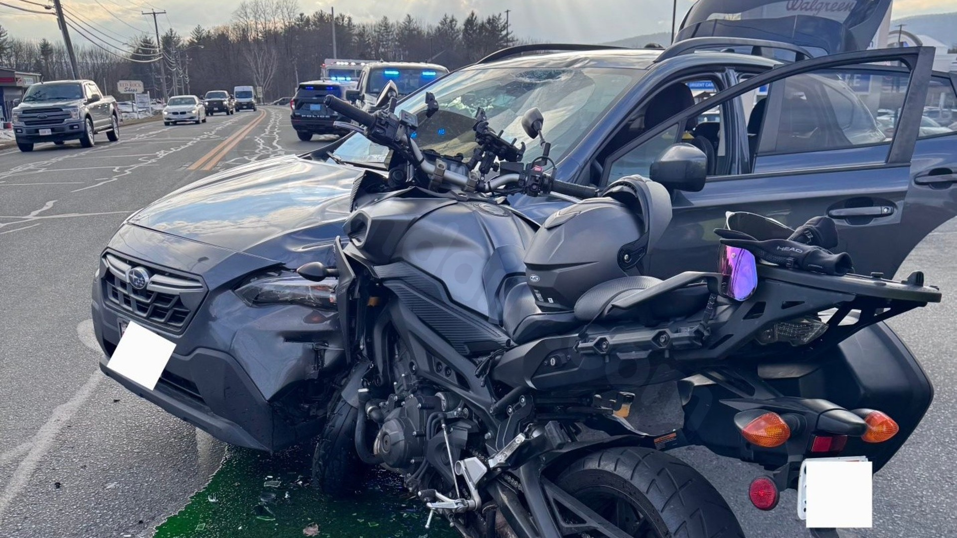 No injuries after motorcycle crash at Big Y in Southampton