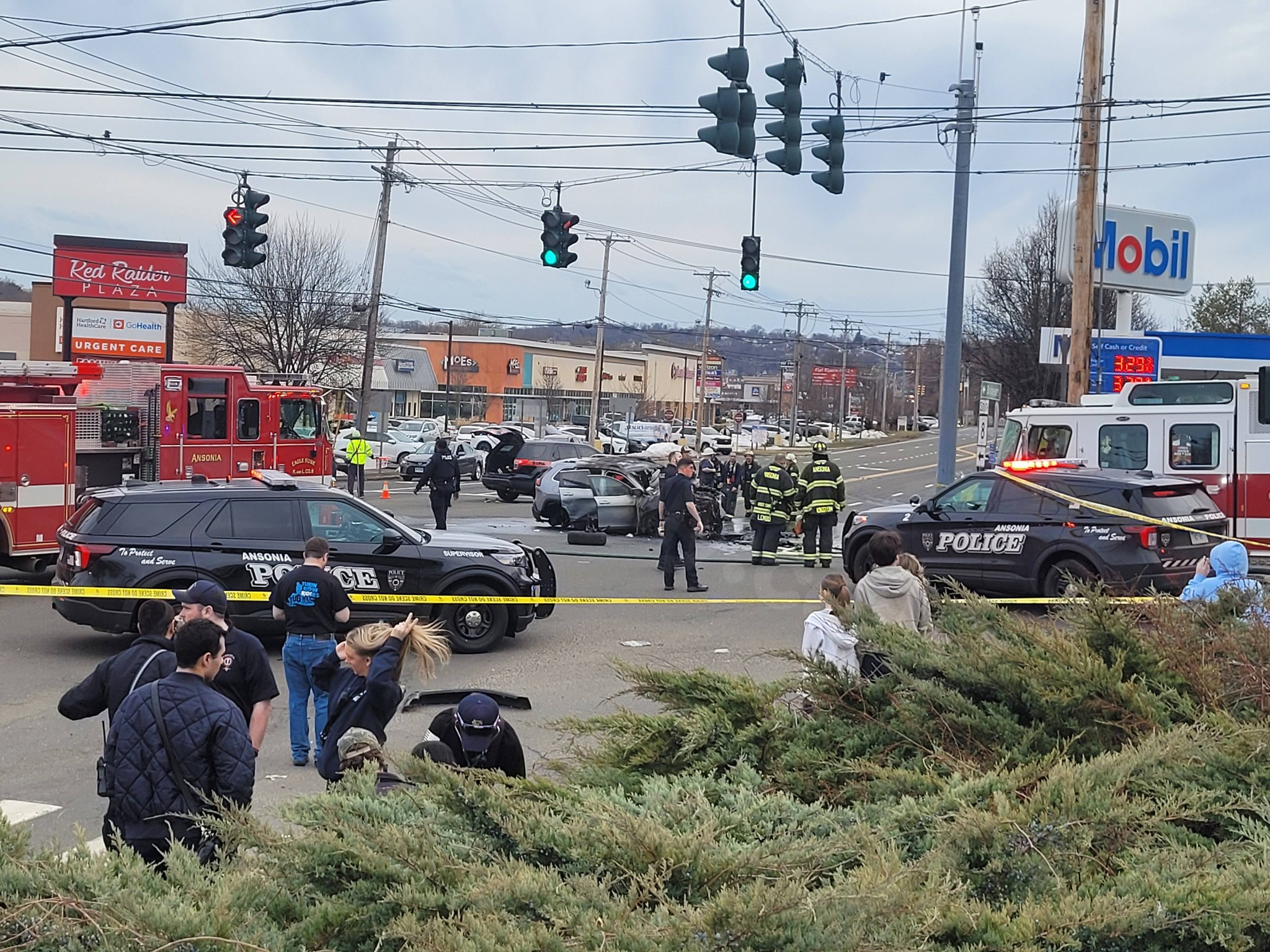 Person in critical condition after vehicle causes multiple crashes, catches on fire in Ansonia: PD