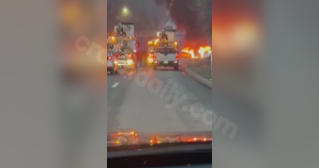 One person hospitalized after fiery crash on Route 8