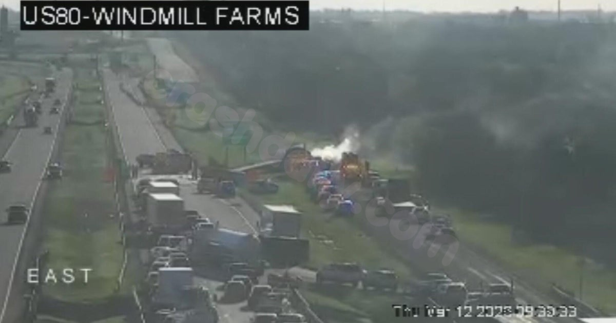 Victim entrapped after multi-car crash, truck fire shut down US Highway 80 in Kaufman County