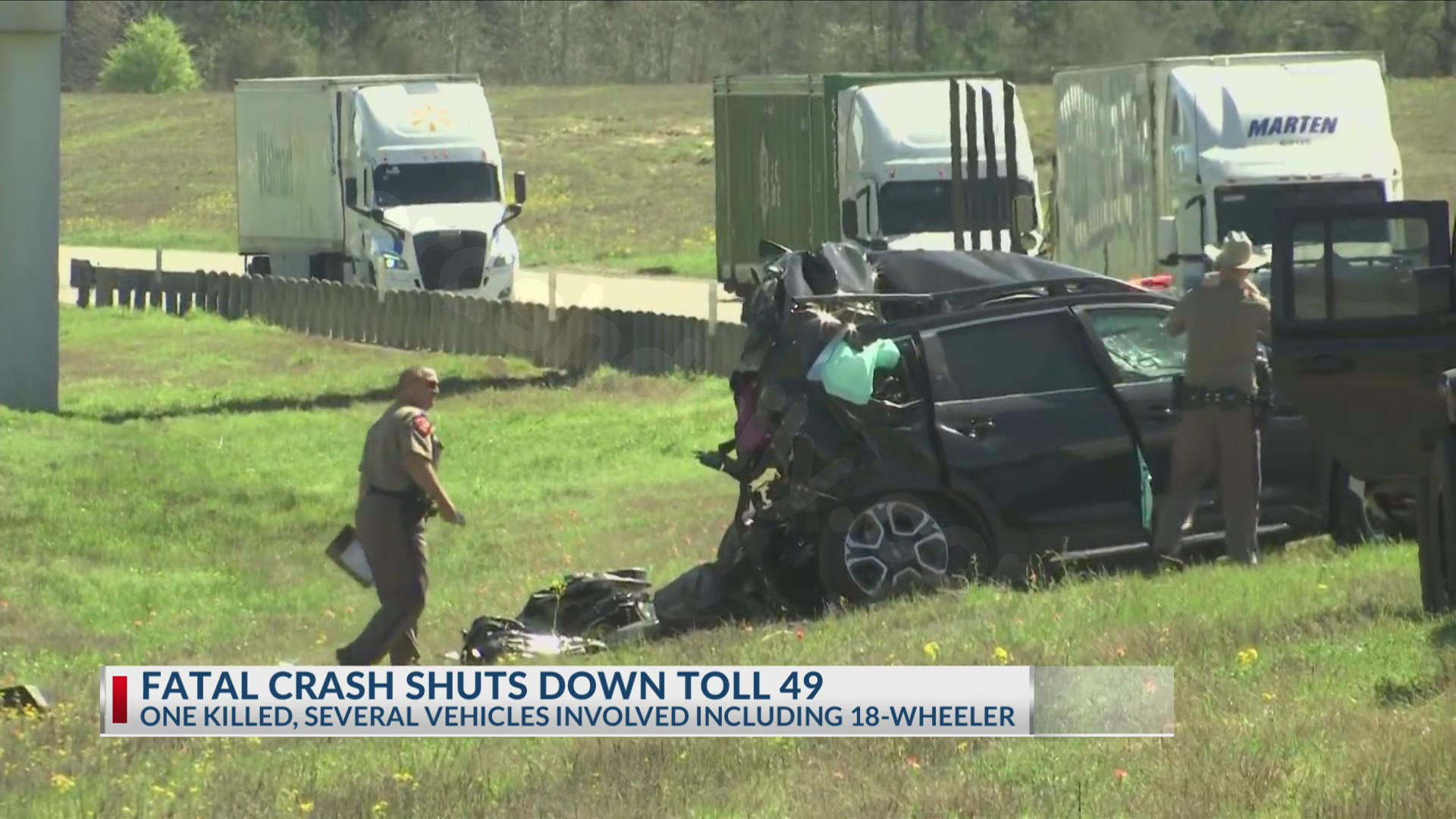 1 dead, 3 injured after 18-wheeler crash on Toll 49 in Smith County