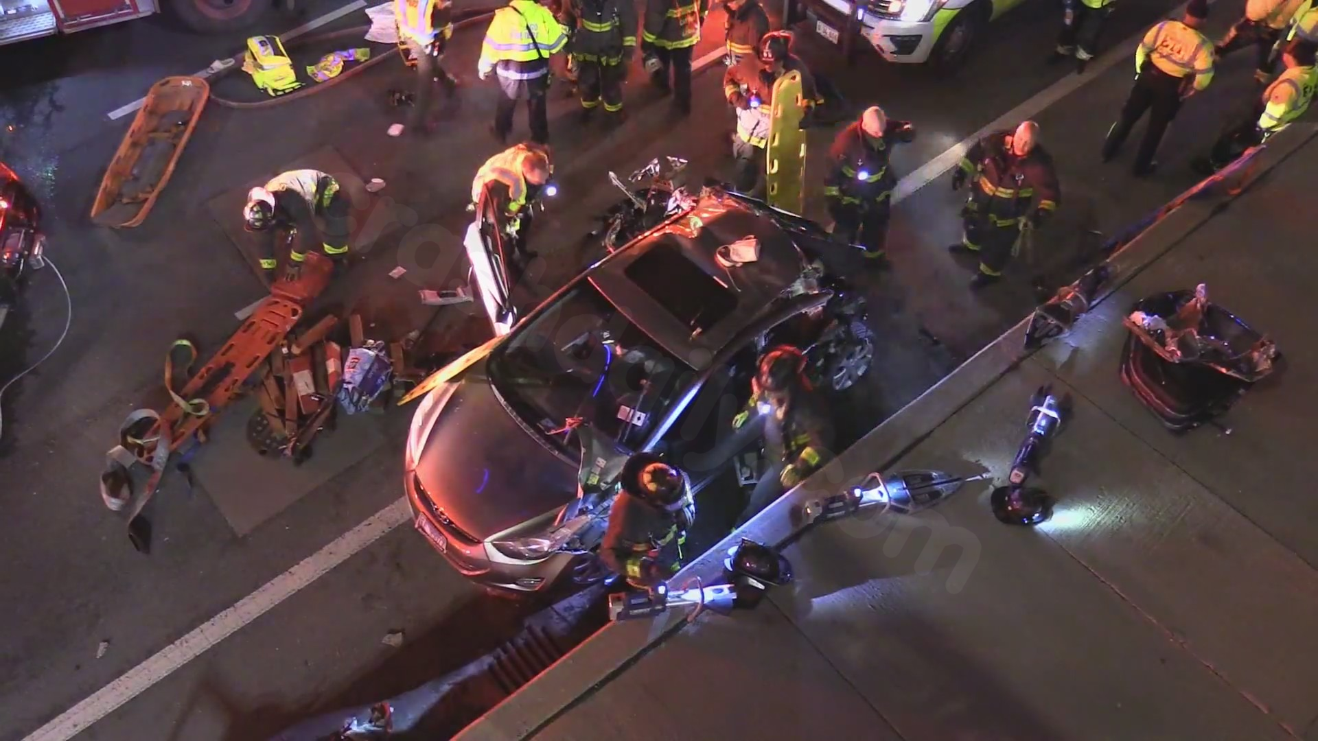 2 people dead after stopped car hit by another car on the Kennedy Expressway overnight, police say
