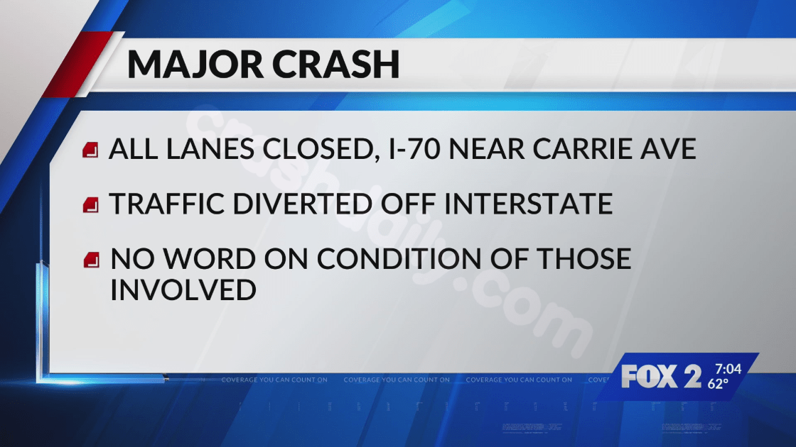 Major crash disrupts traffic on I-70 west near Carrie Avenue