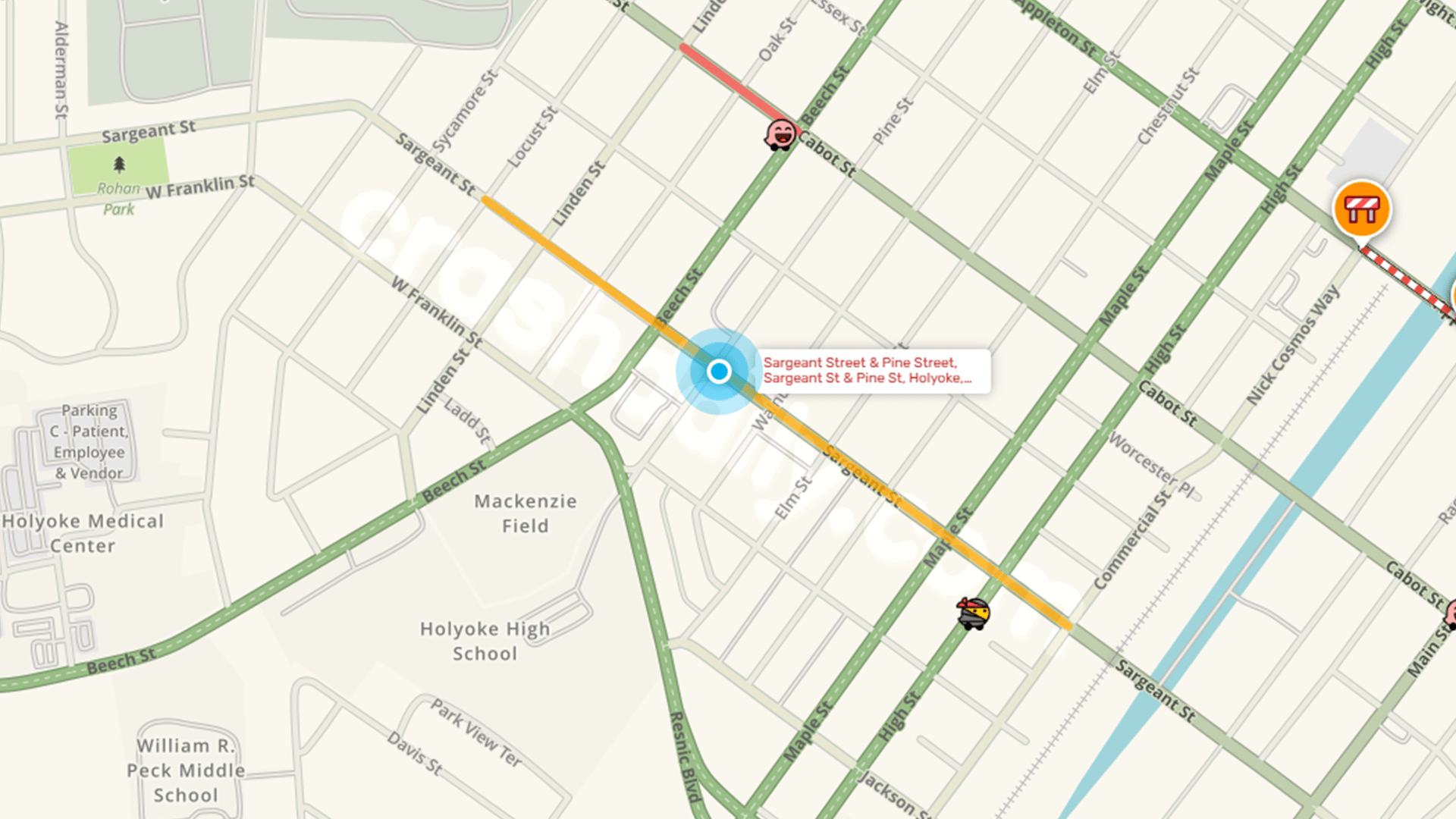 Motor vehicle crash at Sargeant, Pine Streets in Holyoke