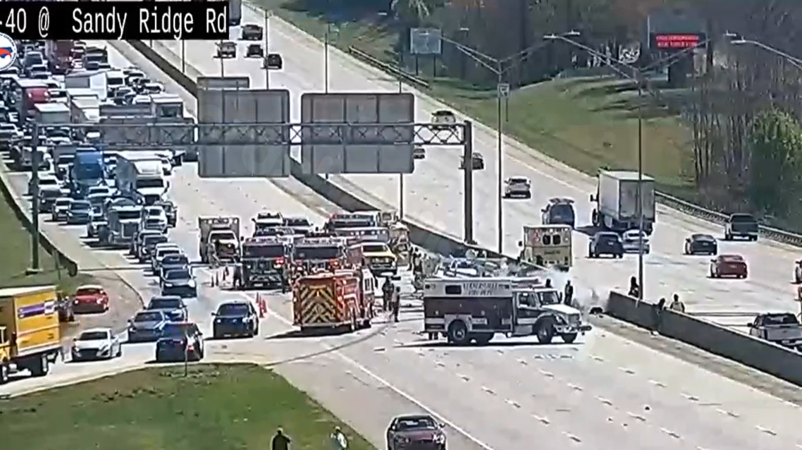 Emergency crews responding to crash on I-40 at Sandy Ridge Road