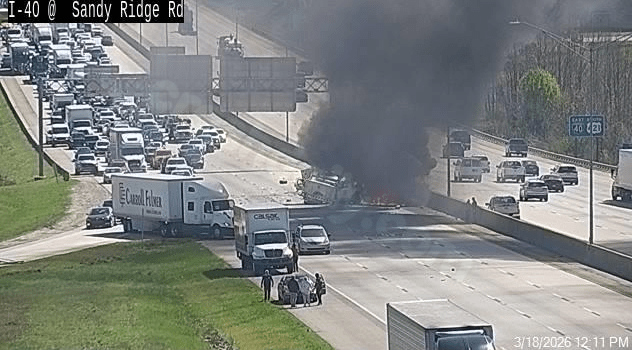Photos: Crash, car fire shuts down Interstate 40 West in Greensboro