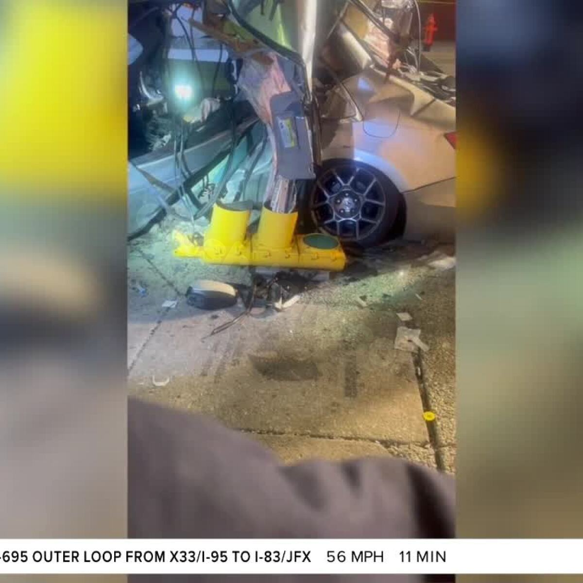 Eight people injured when a car and a MTA bus collided overnight in Baltimore