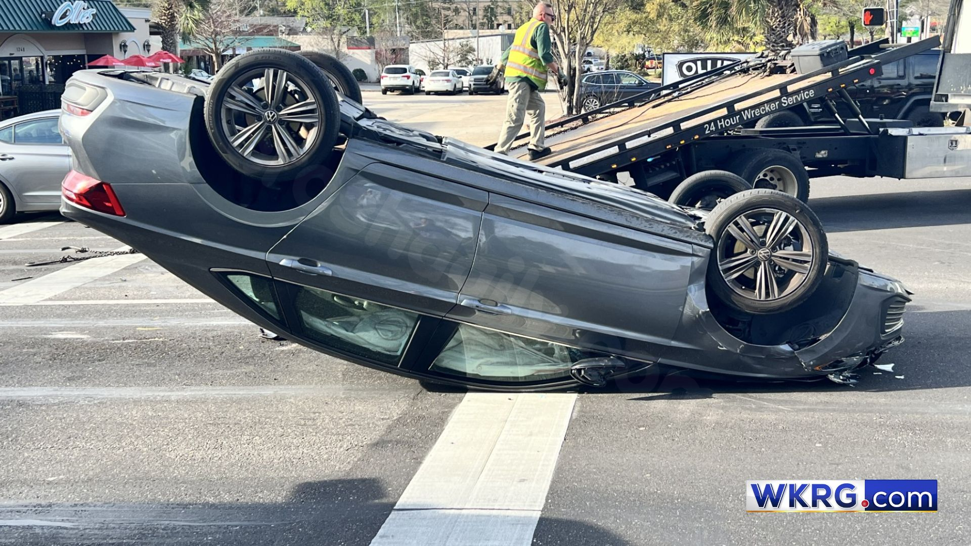 Mobile traffic backed up after two-vehicle crash