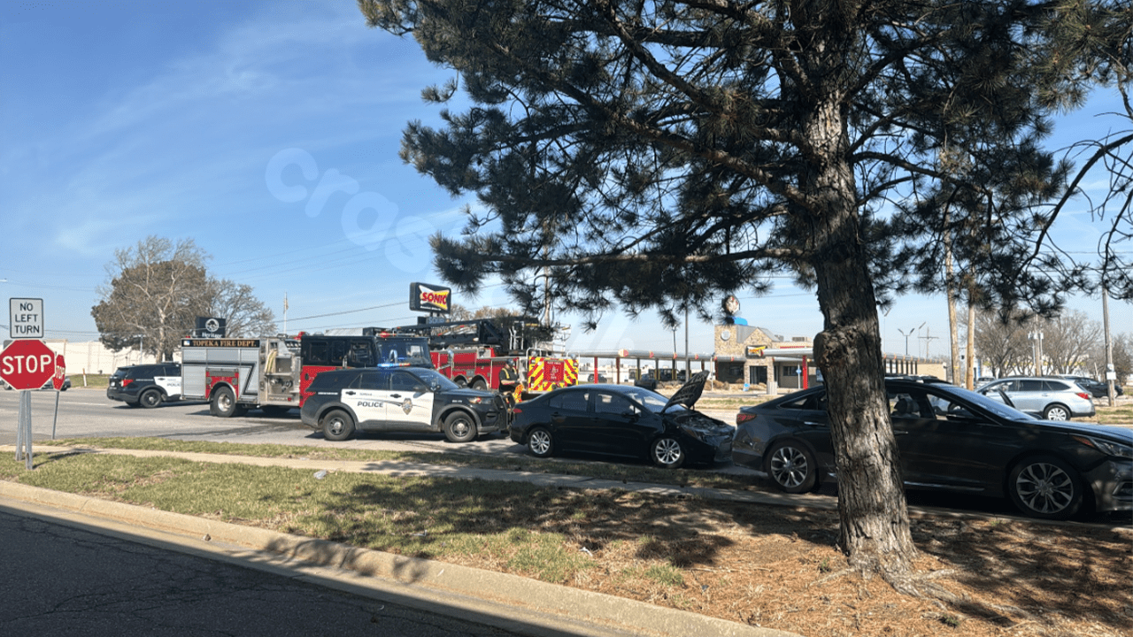 Two-vehicle crash blocks traffic in west Topeka on Friday