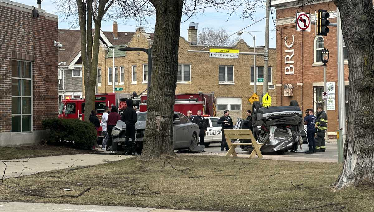 Multi-car crash outside Center Street Library in Milwaukee