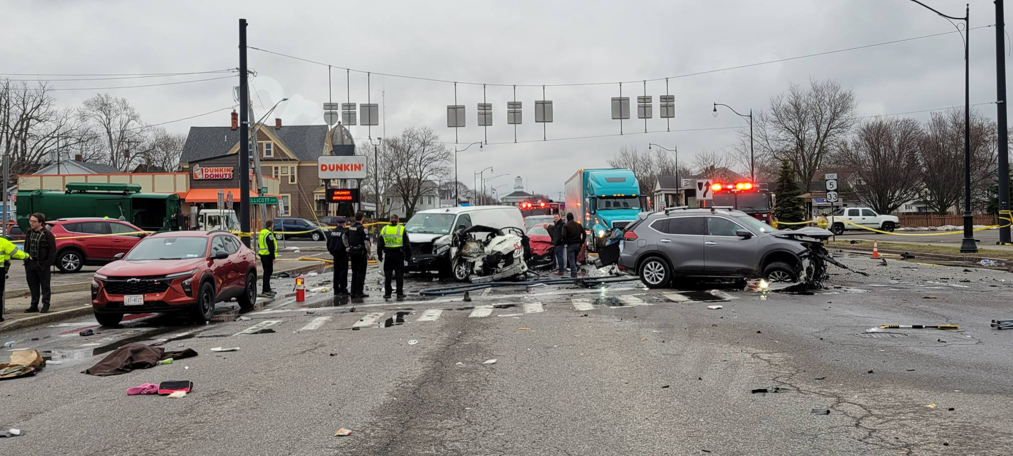 Driver runs red light, fiery 8-vehicle crash in Batavia leaves 3 hospitalized