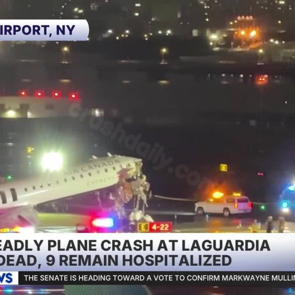 Pilot and copilot killed in collision between jet and fire truck at New York's LaGuardia Airport