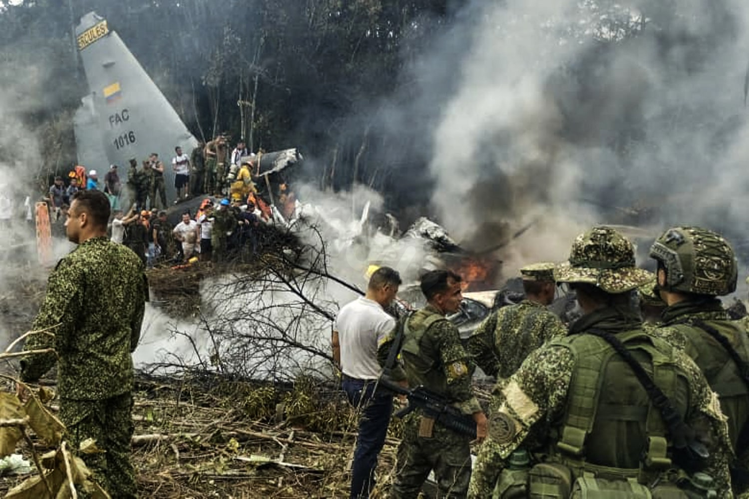 Military plane with 121 aboard crashes in Colombia, killing dozens