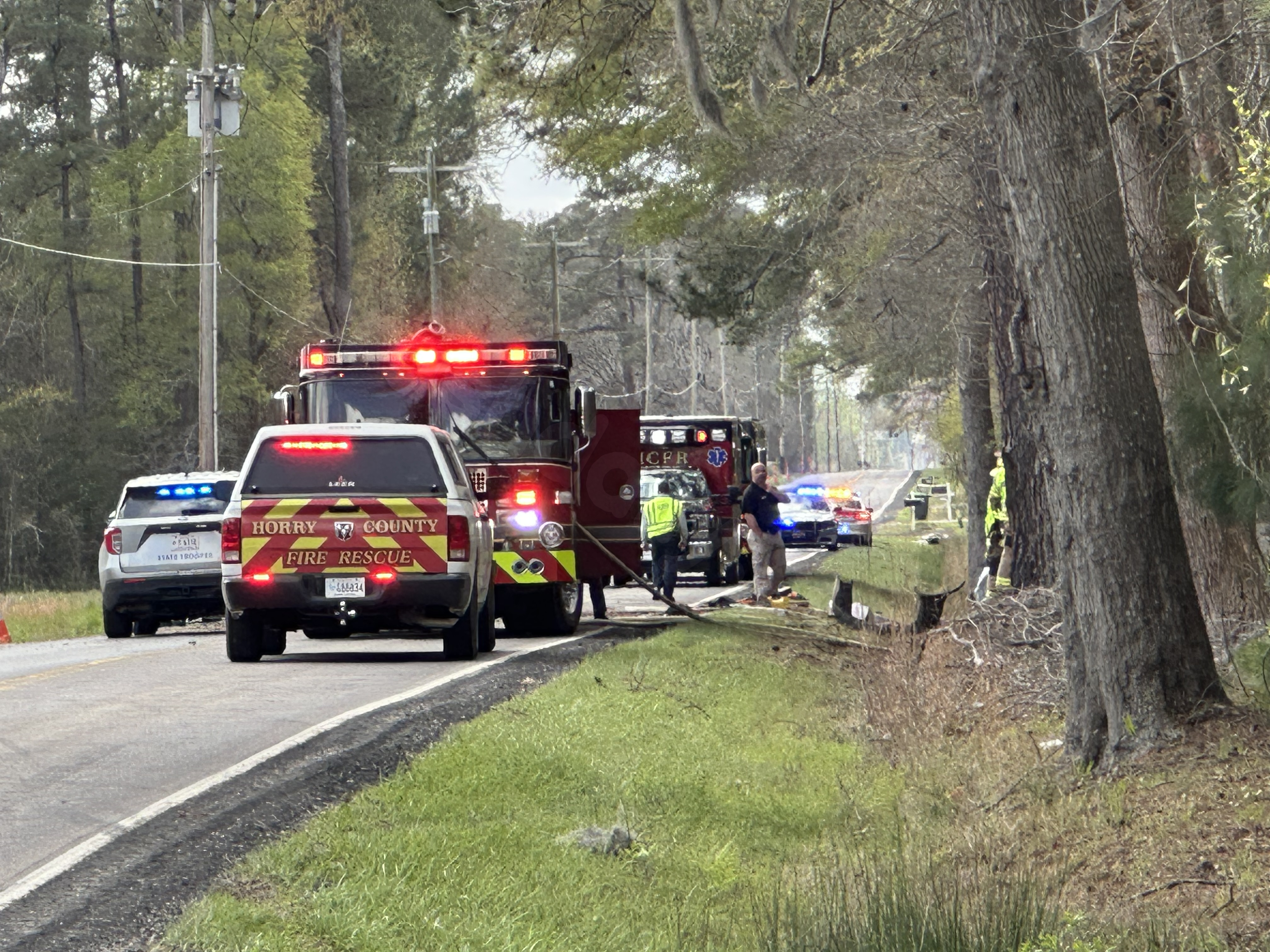 1 dead in crash near Loris after vehicle overturns, strikes tree