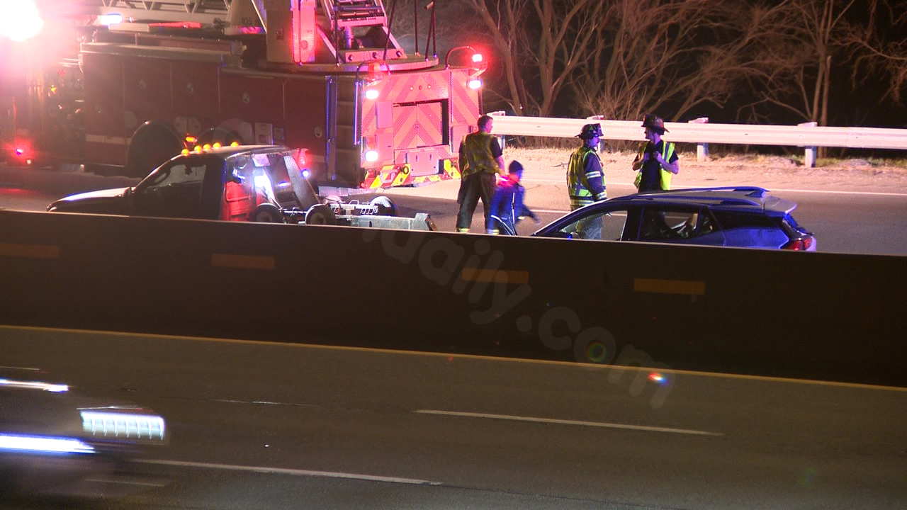 Tow truck hit in four-car crash on I-90