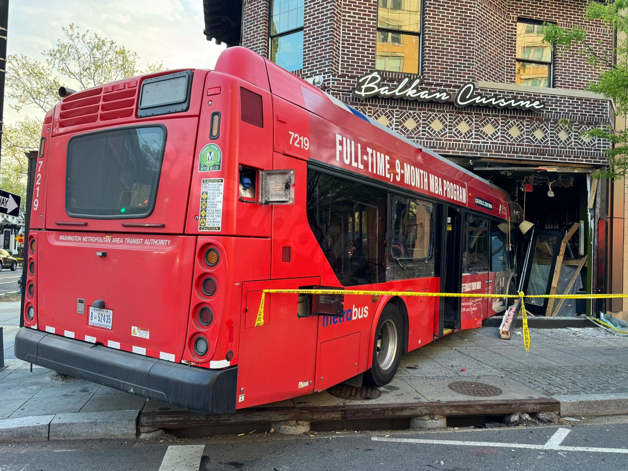 Metrobus crashes into DC restaurant after collision involving SUV, officials say