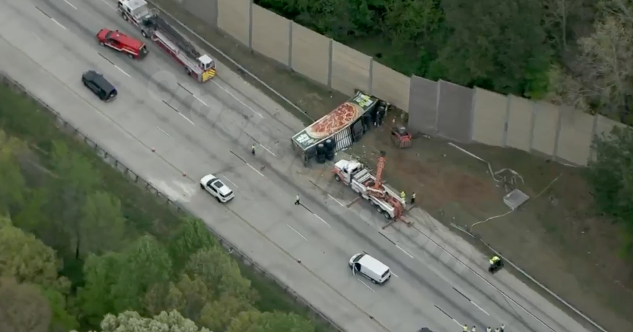 Two killed in Cobb County crash involving Papa John's truck on I-75