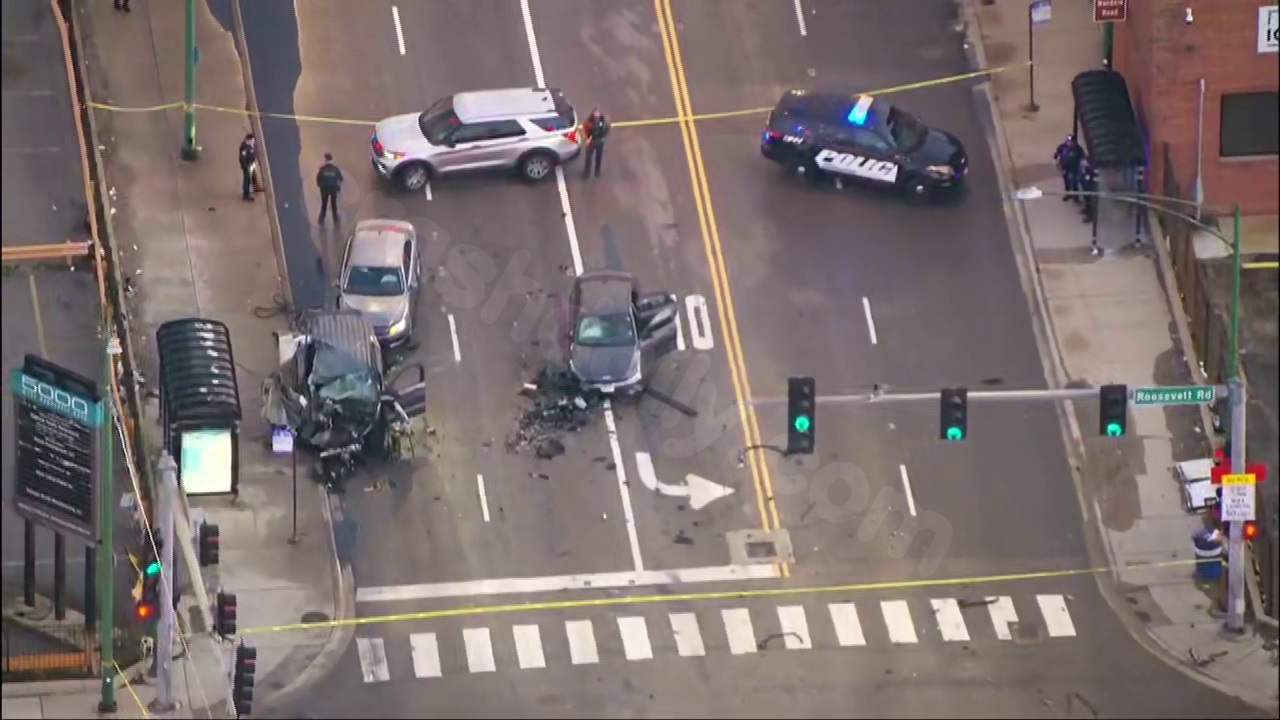 Cicero crash: Two officers hurt, investigation shuts down busy intersection
