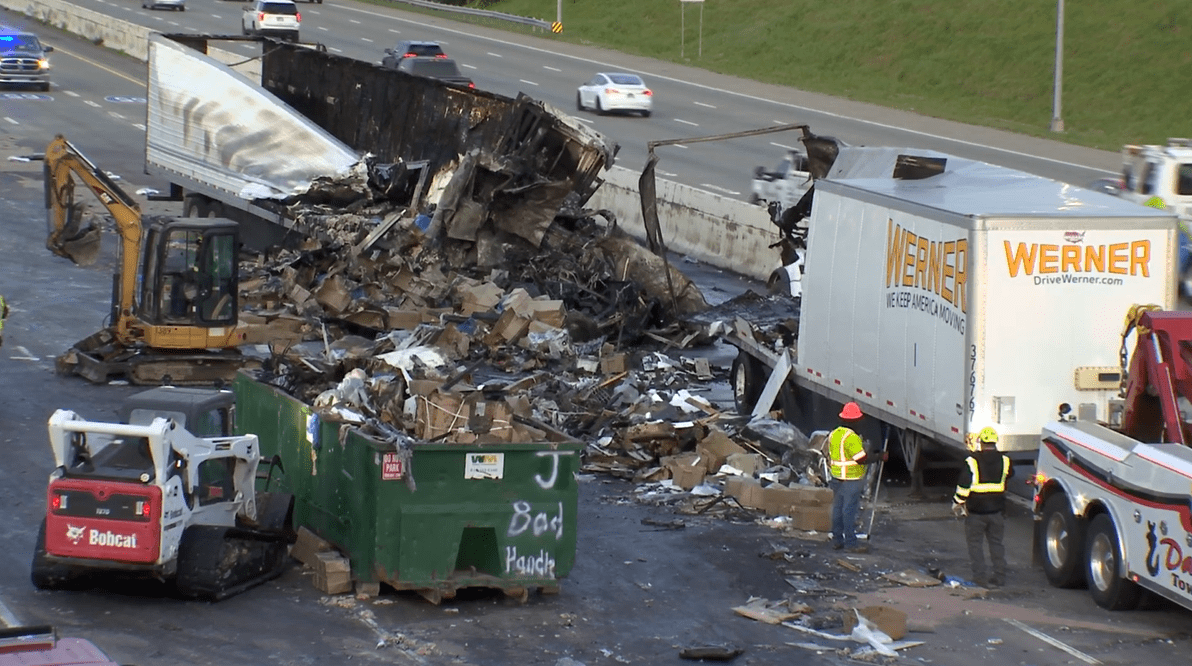 Crash involving 2 semi-trucks shuts down I-65 in Madison area