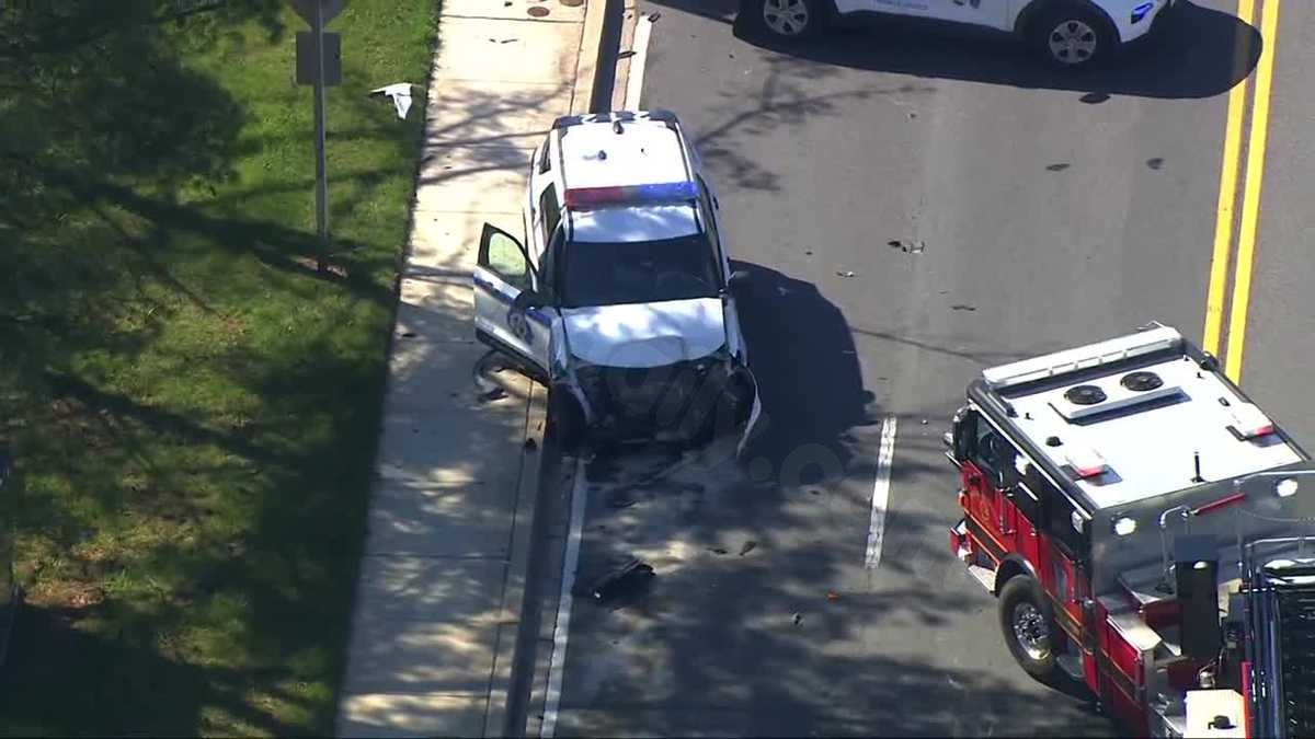 SKY 11 video shows scene of crash involving Baltimore County police vehicle