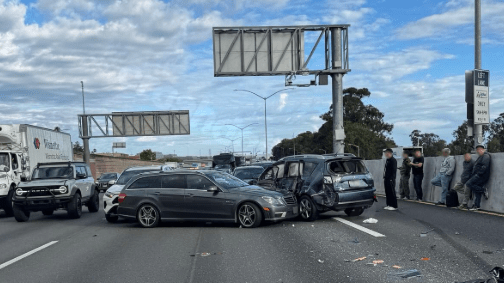 Person taken to hospital after 7-vehicle crash on Highway 101