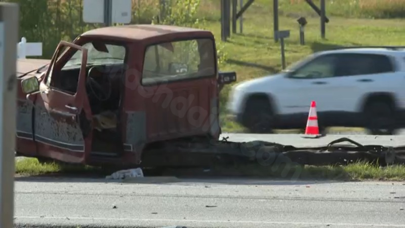 2 taken to hospital after fiery crash between highway patrol vehicle, truck in Thomasville, troopers say