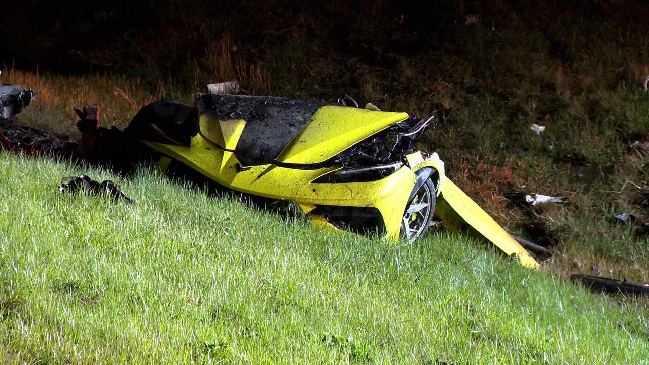 Corvette split in two in fatal I-90 crash