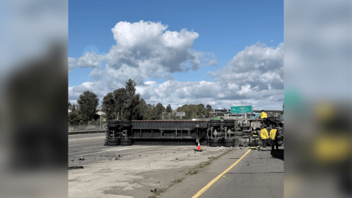 Crash involving big rig, Jeep shuts down lanes on I-238 in East Bay