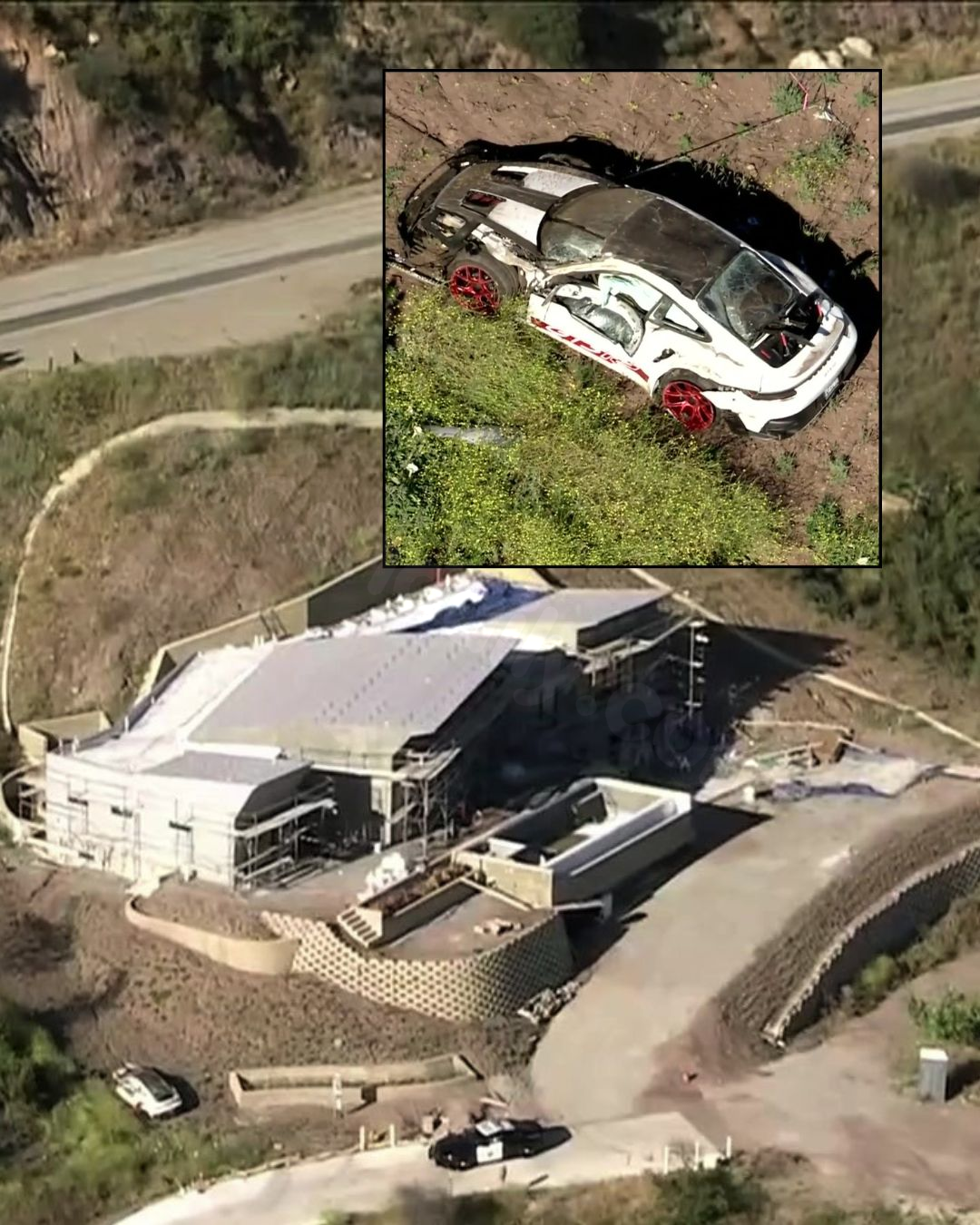 Porsche flies off hilltop road in Malibu; 2 injured