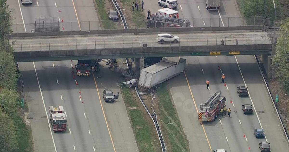 Tractor-trailer crashes into overpass on Rt. 295 in Marlton, New Jersey, slowing traffic