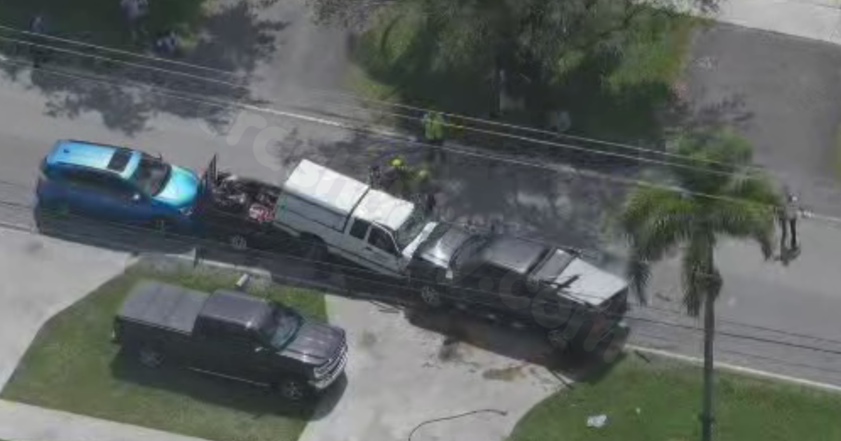2 people hospitalized after head-on multi-vehicle crash involving a landscaping truck in Miami-Dade