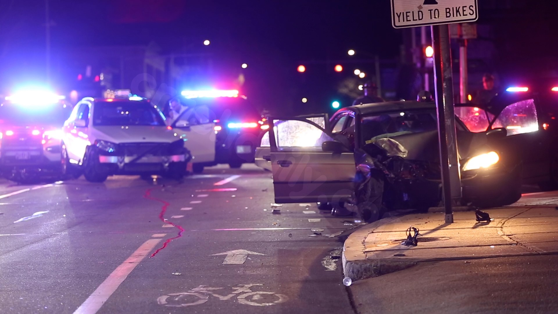 Person taken away in handcuffs after 2-car crash in Providence