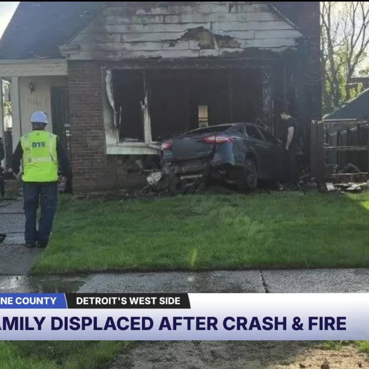 Speeding car crashes into a Detroit home, leaving family displaced after fire