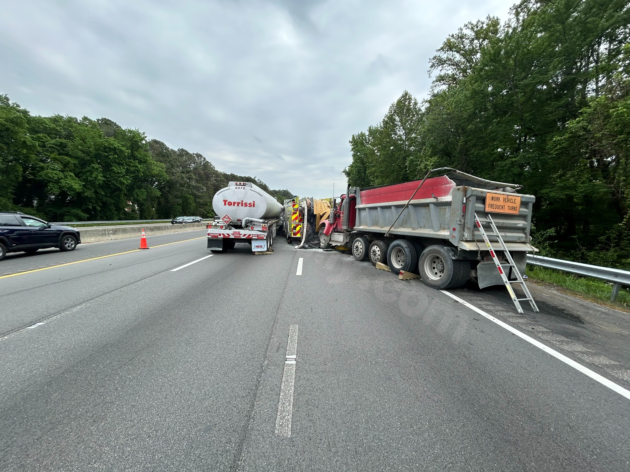 Three Henrico firefighters hurt after crash involving fire engine shut down I-64 East