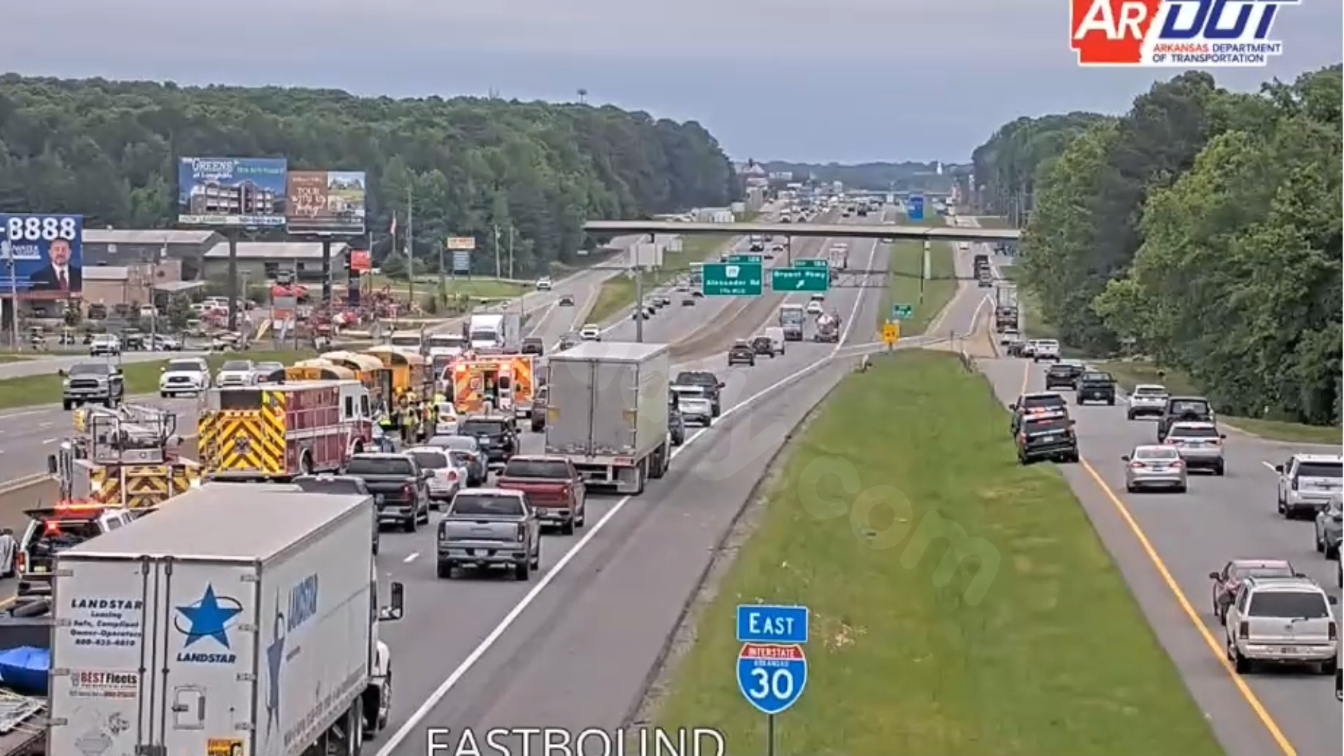 Three Nashville School District buses involved in crash on I-30 in Saline County