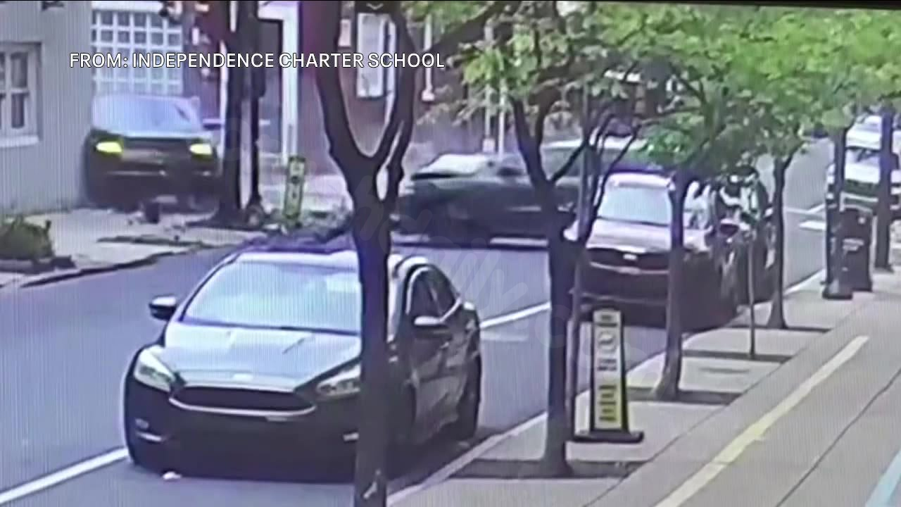 Speeding driver causes crash outside Independence Charter School in Center City