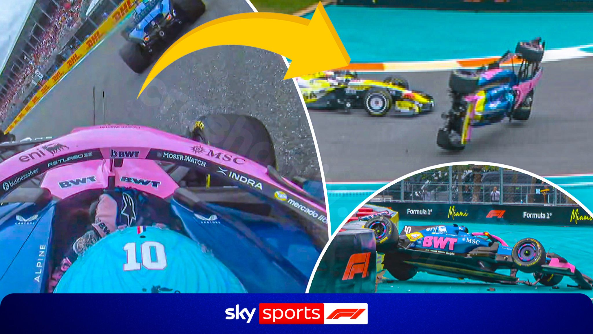 Pierre Gasly flips over in dramatic crash at Miami GP