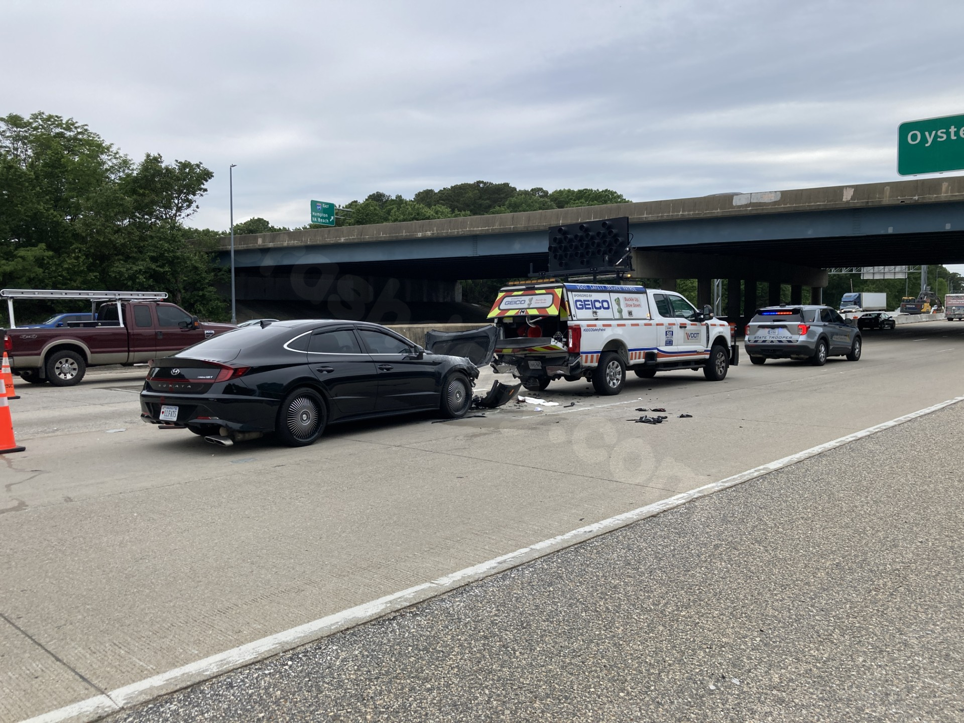 Serious injury crash on I-64 in Newport News leaves SSS employee hurt