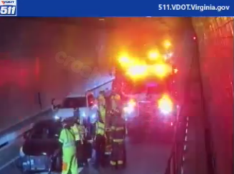 Vehicle crash shut down all south lanes on I-664 at Monitor Merrimac Memorial Bridge