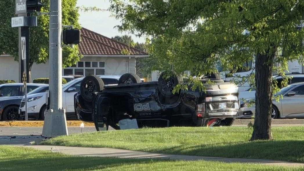Waukee intersection closed due to crash involving overturned police cruiser