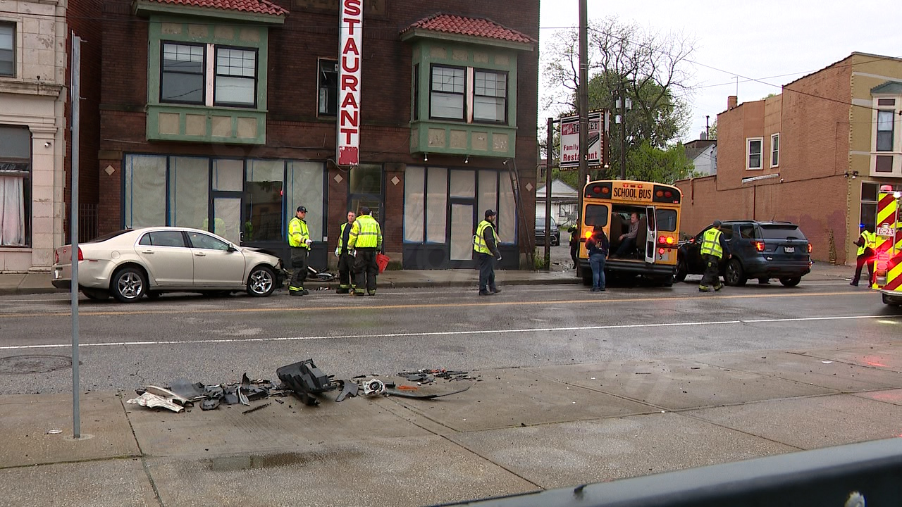 School bus involved in 3-vehicle crash on Cleveland’s west side