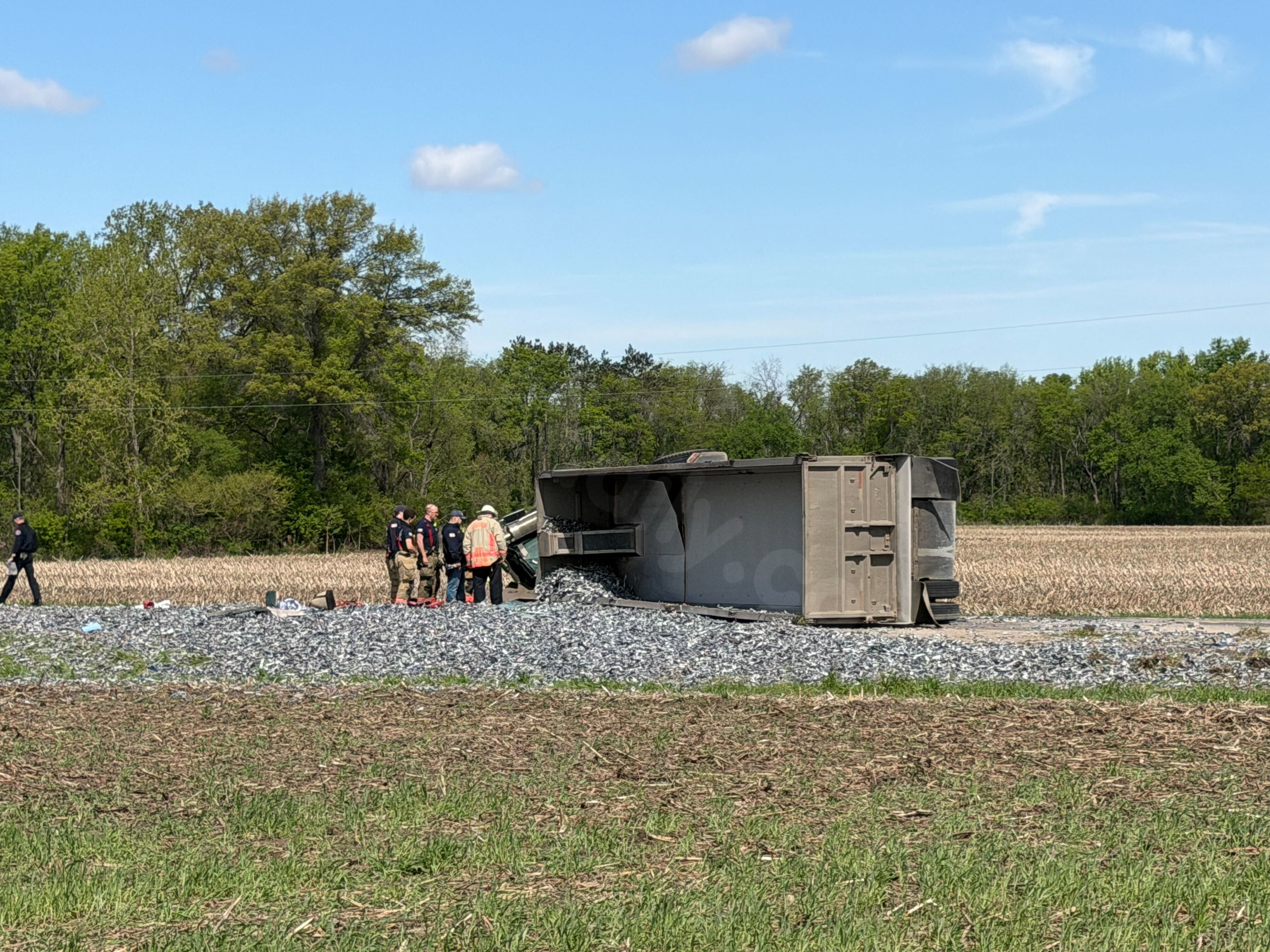 Serious crash involving overturned semi near Rockton