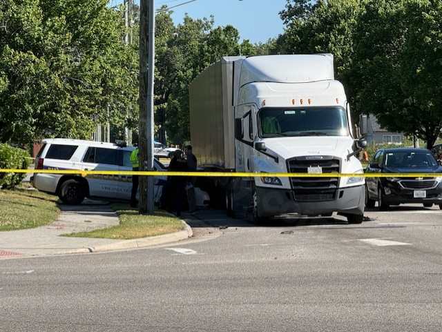 Crash involving VBPD vehicle and tractor-trailer on Baker Road