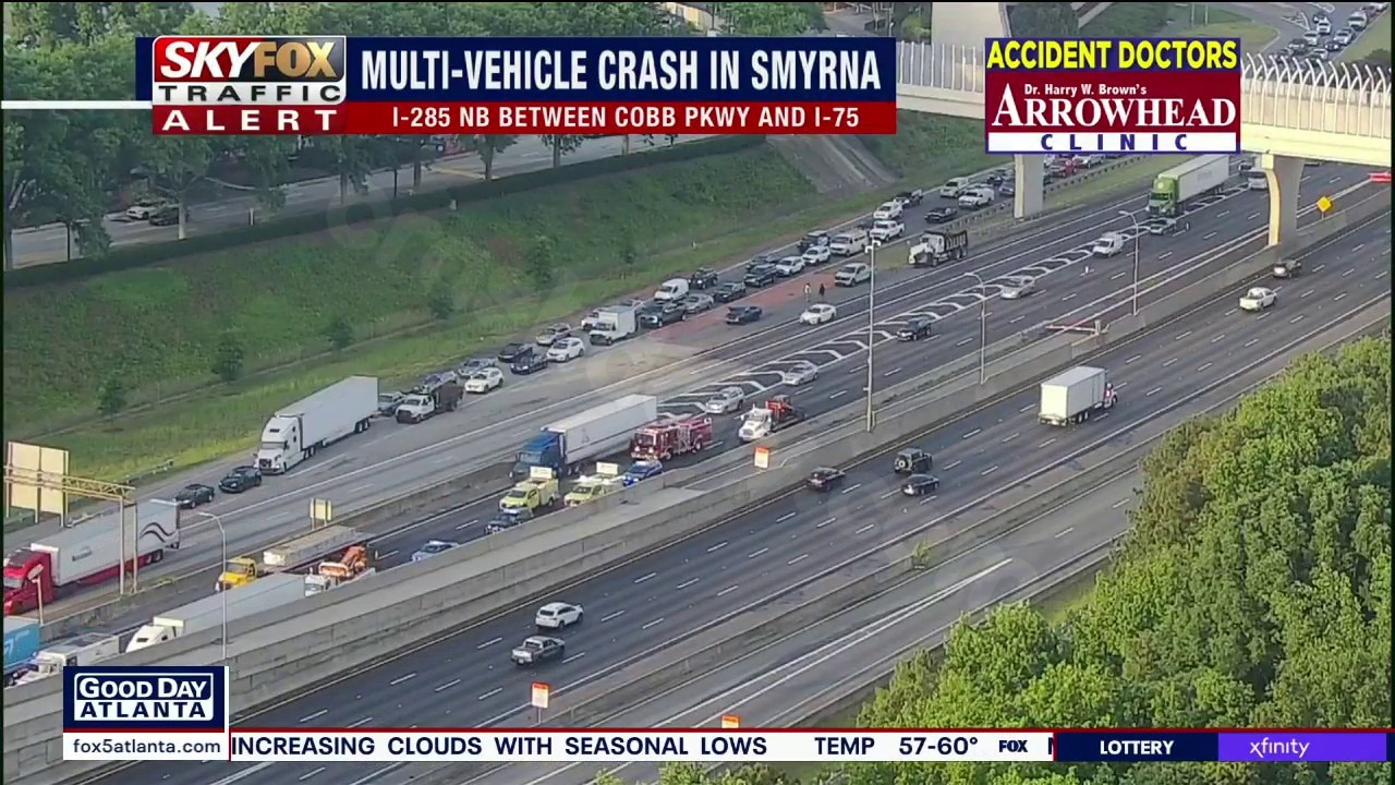 Multi-vehicle crash shuts down lanes of I-285NB in Smyrna area