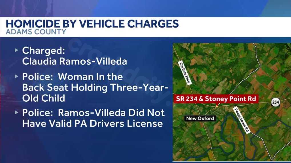 3-year-old dies in crash | Adams County woman faces homicide by vehicle, PSP says