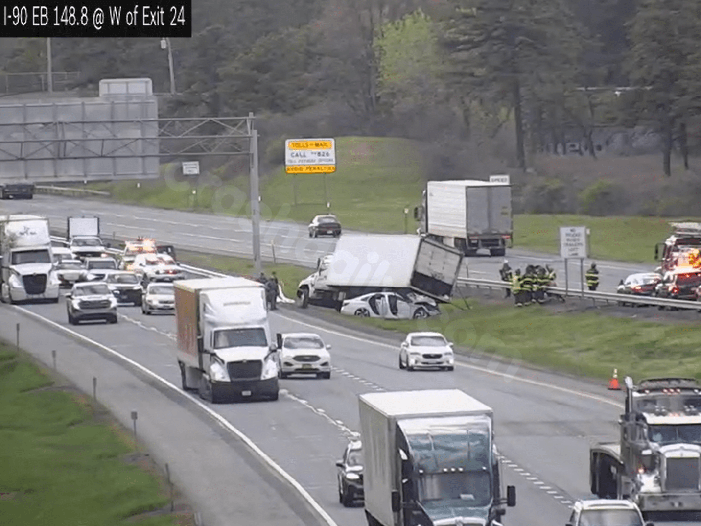 Accident blocks left lane on I-90 near Exit 24 in Albany