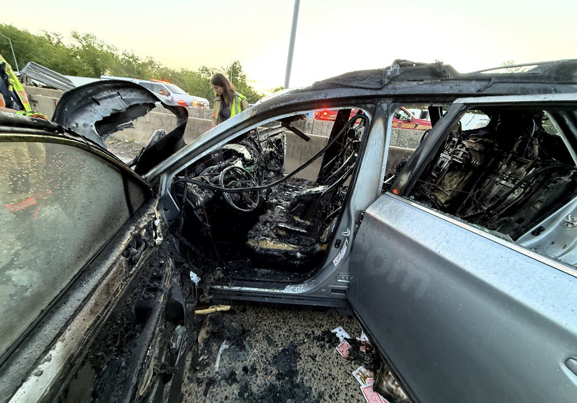 Drivers pull man out of burning car after crash on I-495 in Montgomery County